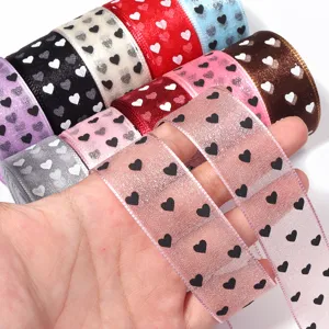 Nastro trasparente con cuori per fiocchi fai da te, confezioni regalo e accessori capelli.