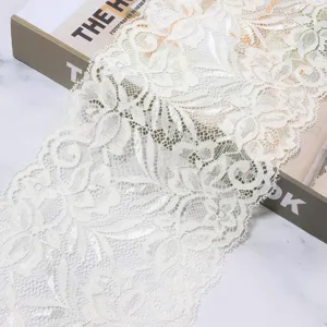 White elastic lace trim wide floral lace fabric for garment sewing DIY crafts clothing