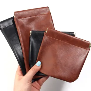 PU Leder Feder Drueckbeutel tragbare Brillen Aufbewahrungstasche Kopfhoerer Schmuck Organizer
