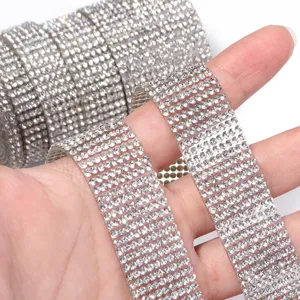 Selbstklebendes Strassnetz Band Detail, glitzernder Kristall Besatz fur DIY Handwerk