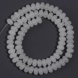 Cuentas de abaco de imitacion de jade de vidrio blanco, hilo para hacer joyas bricolaje detalle.
