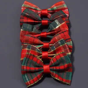 Kerst rood-groene ruit lint strikken voor DIY haaraccessoires, kleding en feestelijke cadeaus.