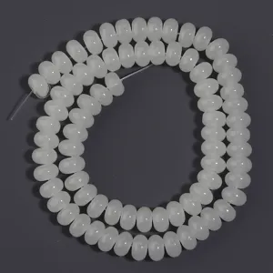 Collar de cuentas de abaco rondelle de vidrio imitacion jade blanco para joyas bricolaje