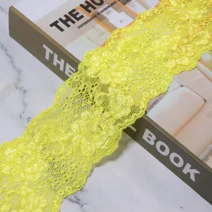 Bright yellow floral lace ribbon trim for DIY sewing garment accessories crafts apparel