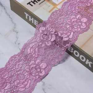Purple floral lace trim ribbon for sewing DIY crafts apparel dress garment decoration