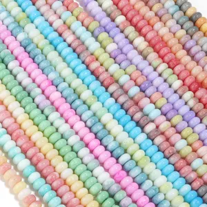 Perles rondelles en verre coloré, perles intercalaires craquelées pour bijoux DIY.