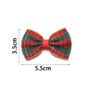 Kerst rood groen geruite strik haarspeld kleding DIY feestdag cadeau 5.5x3.5cm