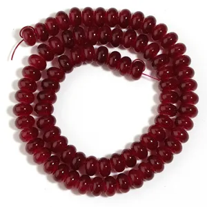 Hilo de cuentas de abaco de vidrio rojo oscuro para fabricar joyas collares y pulseras