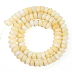 Fil de perles abaque jaunes pour fabrication bijoux DIY, perles rondelles lisses.