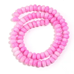 Fil de perles abaque en verre craquelé rose pour la fabrication de bijoux DIY, bracelets et colliers.