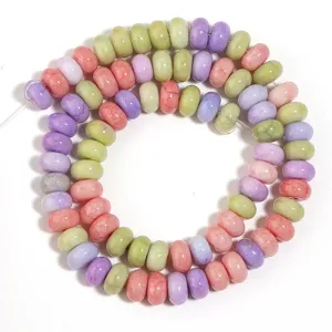 Fil de perles rondelles en verre craquelé coloré pour la création de bijoux artisanaux faits DIY