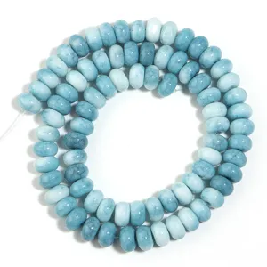 Perles rondelles abaque en verre craquele degrade bleu clair pour accessoires de bijoux.