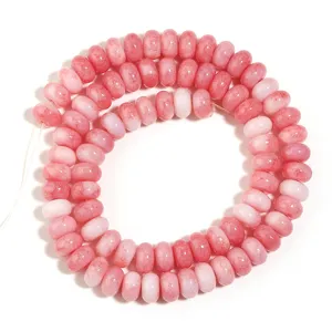 Fil de perles en verre craquelé rose dégradé pour fabrication de bracelets colliers DIY.