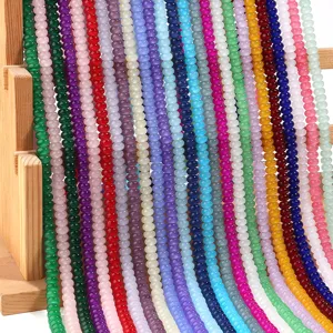 Cuentas de Ábaco de Vidrio Teñido Imitación de Jade Cuentas Sueltas de Rondelle Para Joyería DIY Pulsera Collar Accesorios