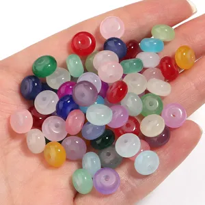 Cuentas de abaco redondas de vidrio y jade de colores para hacer joyas y pulseras de bricolaje.