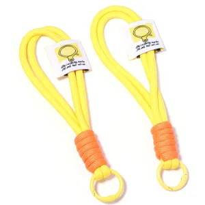 Double layer polyester colorful braided keychain wrist strap lanyard phone charm DIY accessory