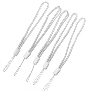 Cinturino corto in poliestere bianco per telefono, chiavetta USB, chiavi e piccoli altoparlanti.