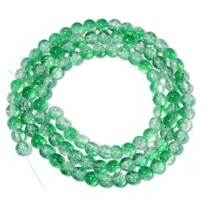 Colorful crackle glass round beads strand for DIY handmade jewelry making and accessories.