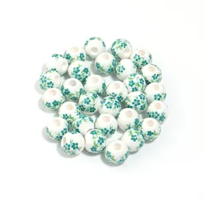 Perline in ceramica con motivi floreali per bracciali, collane e accessori per capelli.