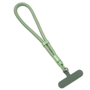 Lanière de poignet pour téléphone verte avec boucle réglable et languette de fixation