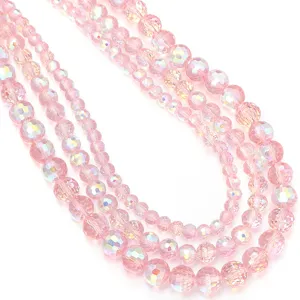 Cuentas de cristal AB rosa, esfera 96 facetas para pulsera collar DIY suministros de joyería