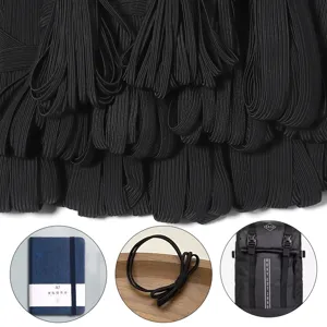 Banda elástica negra cuerda trenzada plana elástico de costura de alta elasticidad para pantalones