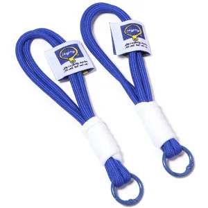 Double layer polyester woven keychain lanyard with metal ring for bag and phone strap accessory.
