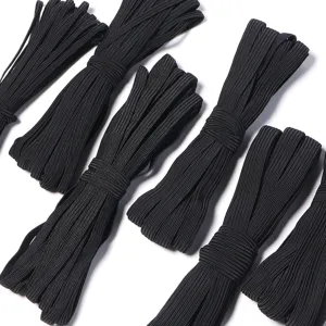 Banda elástica plana negra para costura, cordón trenzado altamente elástico para cintura.