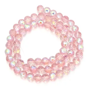 Cuentas de vidrio de cristal facetadas 96 color rosa AB cuentas redondas sueltas para joyería DIY.