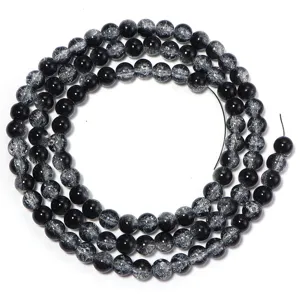 Colorful two-color glass crackle round beads for DIY bracelet necklace jewelry making accessories