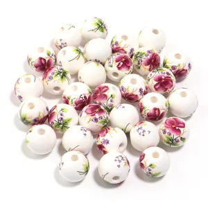 Perline di ceramica con fiori bianchi perle rotonde sfuse per la creazione di braccialetti fai da