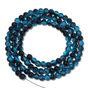 Iridescent two-color glass cracked pattern round beads handmade DIY jewelry making accessories