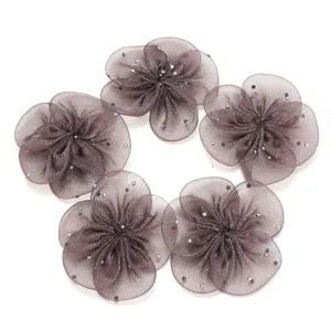 Netz Heißer Drill Fünf Blütenblatt Blumen Zubehör für Kleidung Schuhe DIY Handwerk Detail