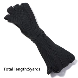 Banda elástica plana negra trenzada de alta elasticidad para cintura de ropa 5 yardas.