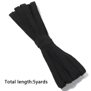 Banda elástica negra para costura cordón trenzado flexible para cinturones 5 yardas detalle