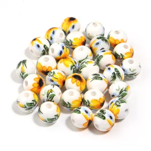 Perline in ceramica floreale fatte a mano, ideali per bracciali, collane e accessori per capelli.