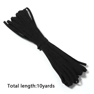 Banda elástica negra 10 yardas cordón plano estirable para costura ropa y cintura.