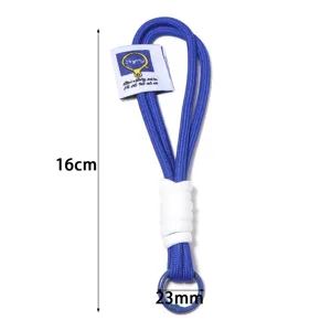 Double layer woven polyester lanyard keychain ring strap with hook for bags and phones.