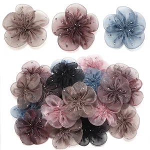Mesh Strass Fünfblättrige Blume DIY Zubehör Für Haarklammer Tasche Schuhe Kleidung Puppe Handgemachte Florale Bastelaufnäher