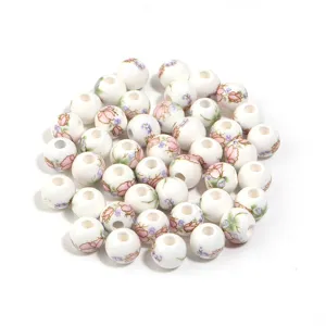 Perline floreali in ceramica fatte a mano per gioielli fai da te, perle di porcellana vintage.