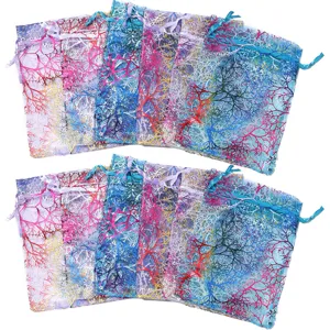 Sacchetti regalo con coulisse in organza lamina colorata borse di stoccaggio gioielli.