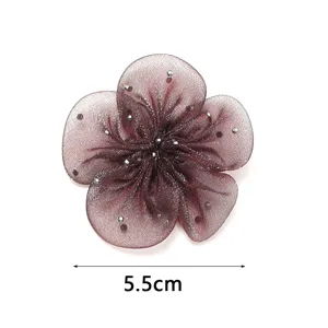 Netz Strass Fünf Blütenblatt Blume Zubehör für DIY Haarspangen und Kleidung 5.5cm