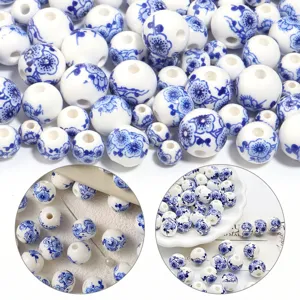 Perle di ceramica blu e bianca per gioielli fai da te bracciali collane accessori artigianali