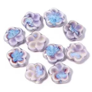 Perline di fiori in ceramica smaltata, perline sfuse a 5 petali per gioielli fai da te.