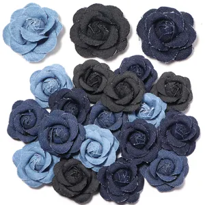 Retro Denim Camellia 3D Flower DIY Decor Accessory For Hair Clips Brooch Shoes Bags Clothing Denim Fabric Flower Handmade Embellishment