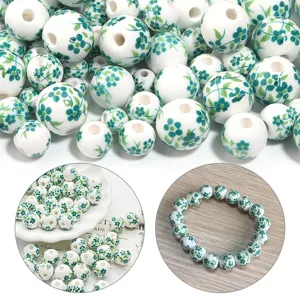 Perline di ceramica dipinte a mano porcellana floreale braccialetto fai da te collana immagine principale