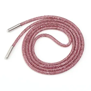 Cordon cordon strass rose pour capuche lacets chaussures DIY accessoires vêtements brillant