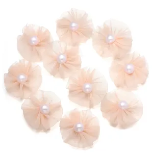 Netzstoff Perle Plissee Blume DIY Zubehör für Kleidung, Schuhe, Hüte und Haarnadeln.