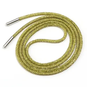 Cordon rond en strass étincelant avec embouts métalliques pour sweats pantalons accessoires