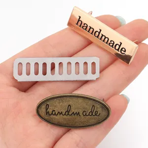 Handmade metal bag labels tags hardware set for DIY craft, oval and rectangular multi-color.